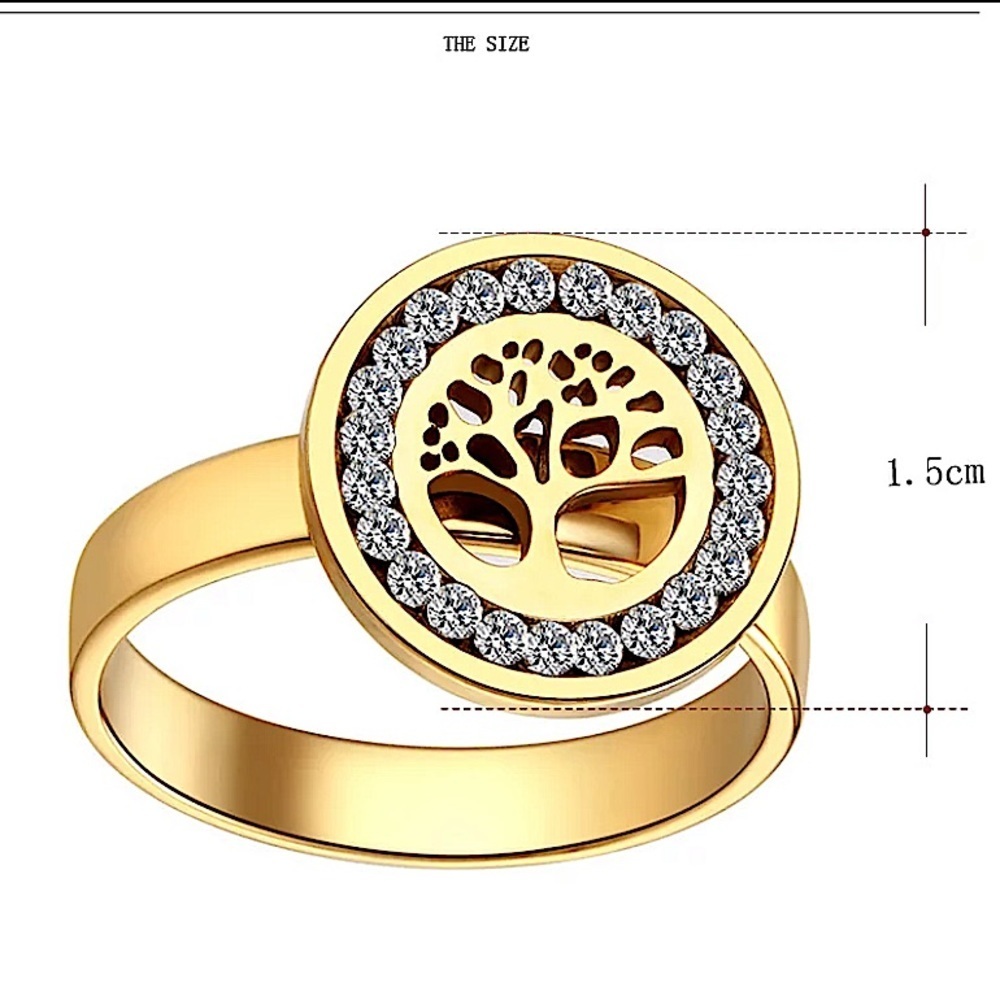 GOLD PLATED TREE OF LIFE RING - Picture 3 of 3